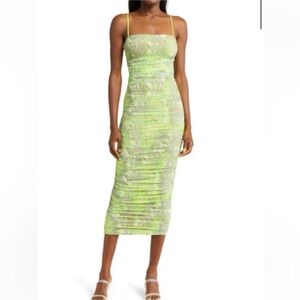 AFRM Hazel Snake Print Ruched in Lime